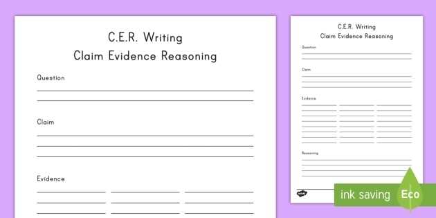Claim Evidence Reasoning (C.e.r) Writing Activity in Claim Evidence Reasoning Science Worksheet