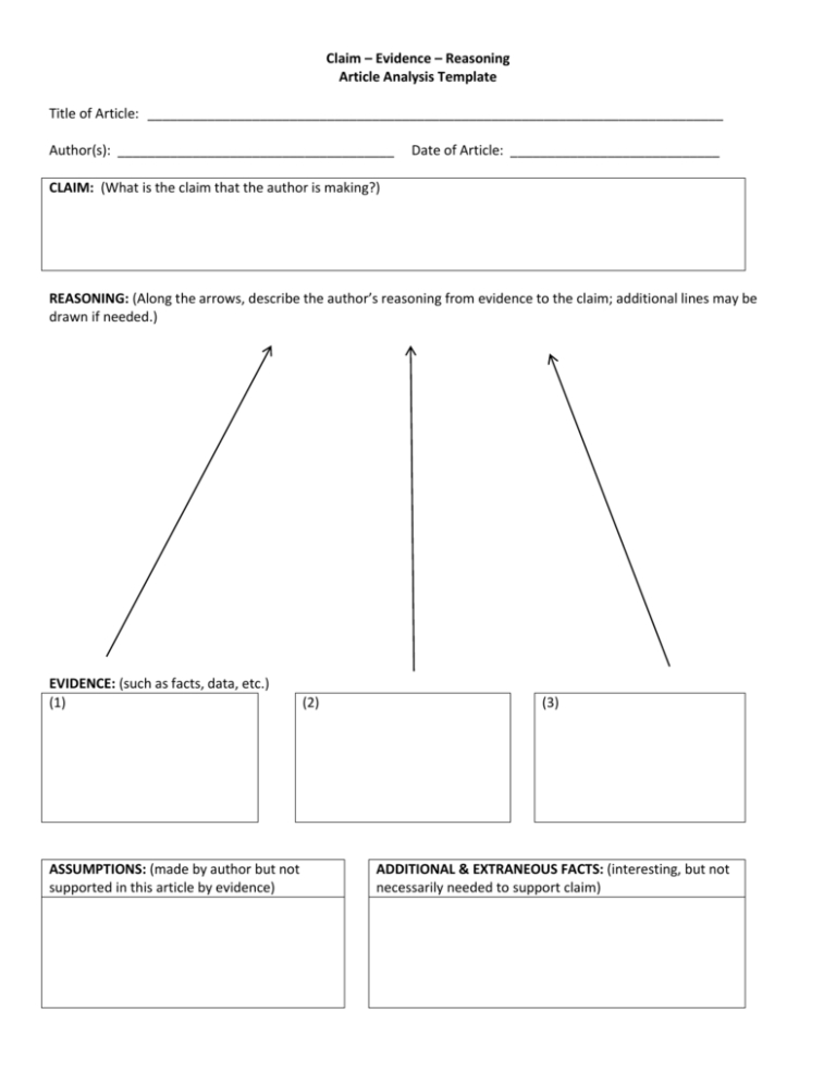 Claim - Evidence - Reasoning - Maisd Ccss: Literacy In Science For Claim Evidence Reasoning Science Worksheet