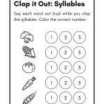Clap It Out Syllables Worksheet Kindergarten Preschool | Etsy With Regard To Syllables Worksheet For Kindergarten
