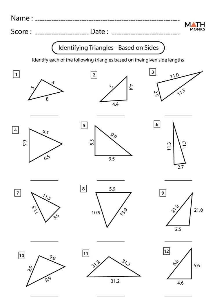 Classifying Triangles Worksheets - Math Monks for Angles In A Triangle Worksheet