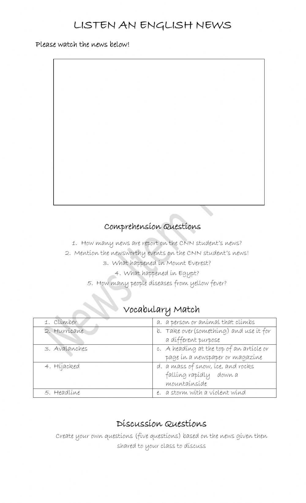 Cnn Students News Worksheet - Word Worksheet In Cnn Student News Worksheet