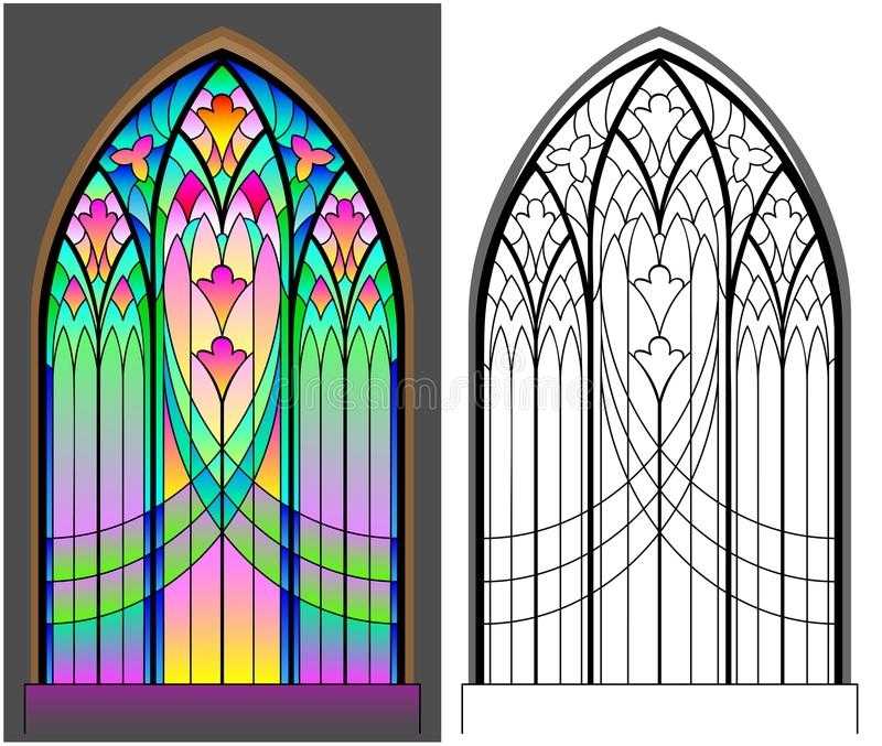 Colorful And Black And White Image Of Gothic Stained Glass Window With In Stained Glass Windows Worksheet