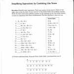 Combining Like Terms Printable Worksheet | Worksheet For Kindergarten With Combining Like Terms Worksheet Answers