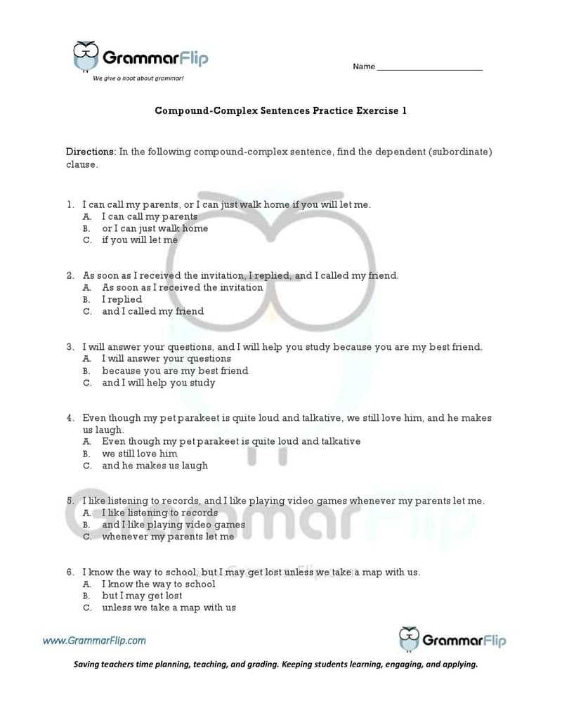 Compound-Complex Sentences with regard to Compound Complex Sentences Worksheet