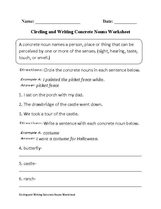 Concrete And Abstract Nouns Worksheet Answers - Abstract Nouns for Concrete And Abstract Nouns Worksheet