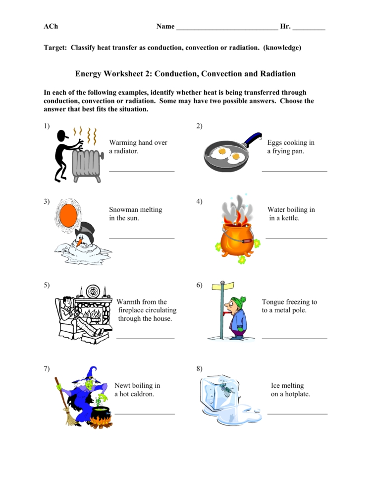 Conduction Convection And Radiation Worksheet — Db-Excel throughout Conduction Convection Radiation Worksheet