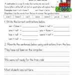 Contractions With "Not" Third Grade Worksheets - Free Printable Worksheets with Contractions Worksheet 3rd Grade