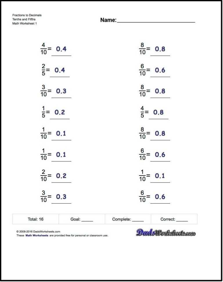 Converting Fractions Decimals And Percents Worksheets With Answers Pdf - Kidsworksheetfun within Fraction Decimal Percent Conversion Worksheet