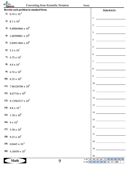 Converting From Scientific Notation Worksheet With Answer Key Printable with regard to Scientific Notation Worksheet Answer Key