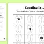 Counting In 10S With Feet Worksheet (Teacher-Made) within Counting In 10S Worksheet