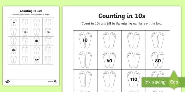 Counting In 10S With Feet Worksheet (Teacher-Made) within Counting In 10S Worksheet