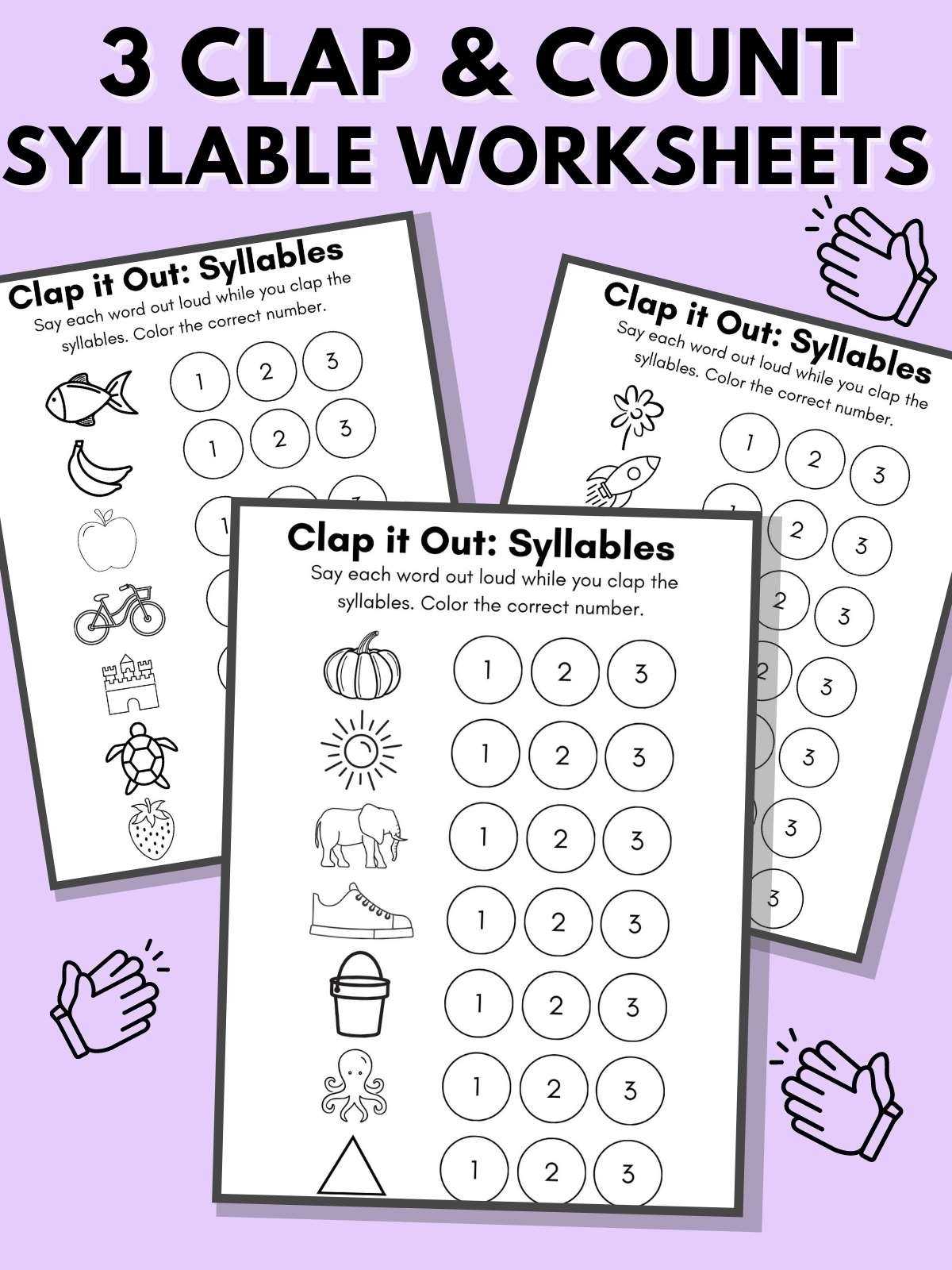 Counting Syllables Clapping Worksheets - Literacy Learn with Syllables Worksheet For Kindergarten