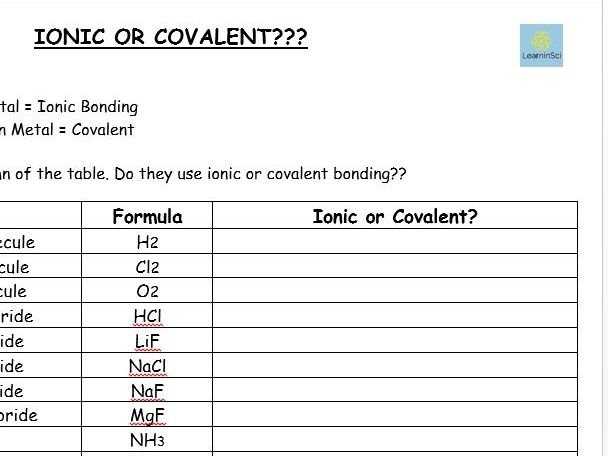 Covalent And Ionic Bonding Worksheets Regarding Ionic And Covalent Bonds Worksheet