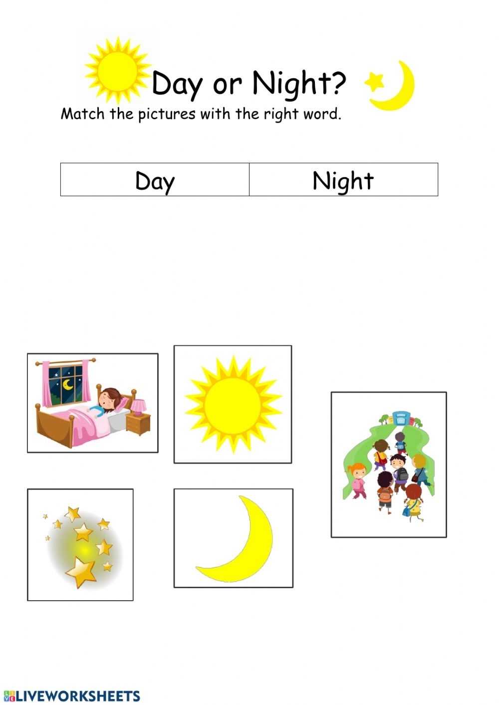 Day Or Night? Interactive Worksheet pertaining to Day And Night Worksheet