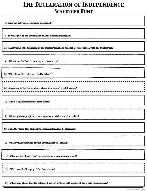 Declaration Of Independence For Kids Worksheets - Worksheets Master for Declaration Of Independence Worksheet