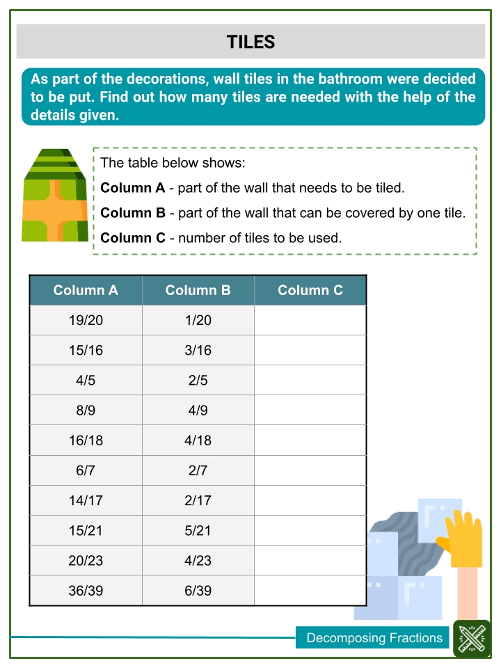 Decomposing Fractions 4Th Grade Common Core Math Worksheets Pertaining To Decomposing Fractions 4Th Grade Worksheet
