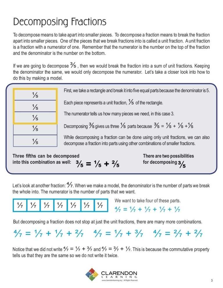 Decomposing Fractions 4Th Grade Worksheet — Db Excel In Decomposing Fractions 4th Grade Worksheet