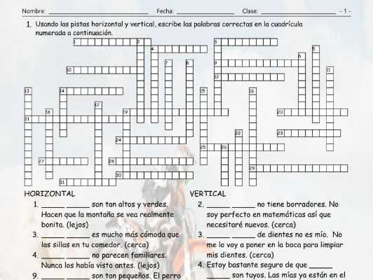 Demonstrative Adjectives Spanish Crossword Puzzle | Teaching Resources Intended For Demonstrative Adjectives Spanish Worksheet