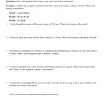 Density Practice Worksheet for Density Practice Problems Worksheet