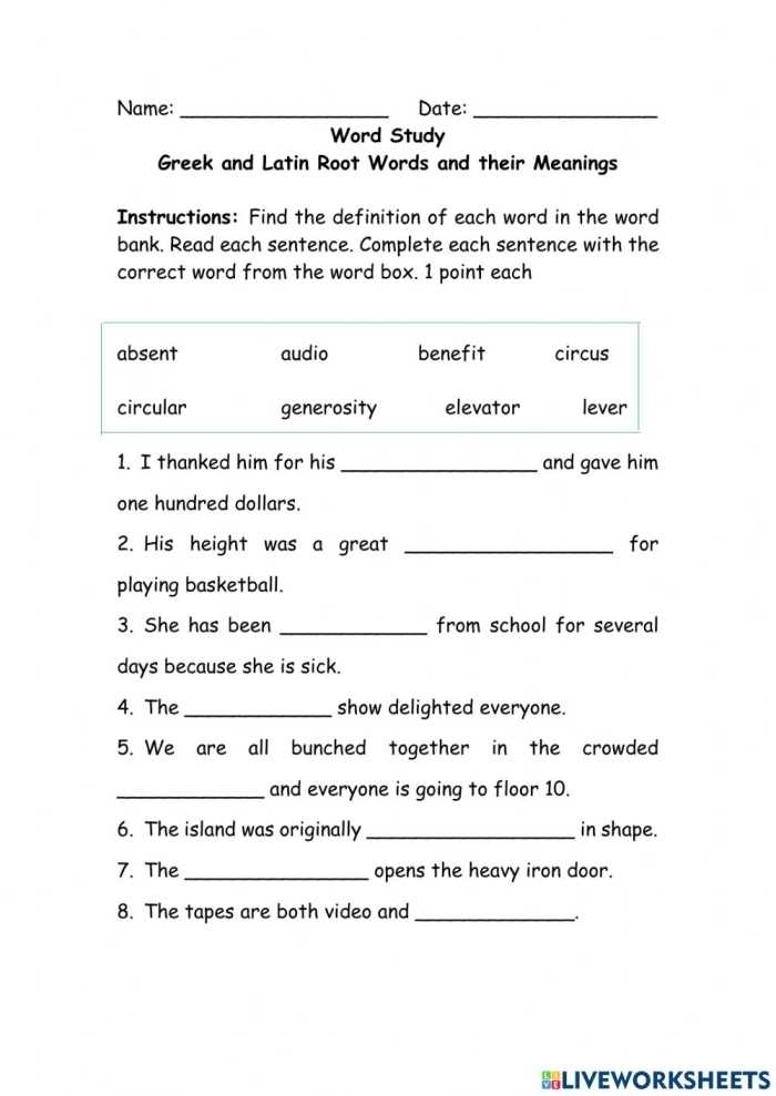 Determine The Meanings Of Greek And Latin Roots Ninth Grade Worksheets - Free Printable Worksheets with regard to Greek And Latin Roots Worksheet