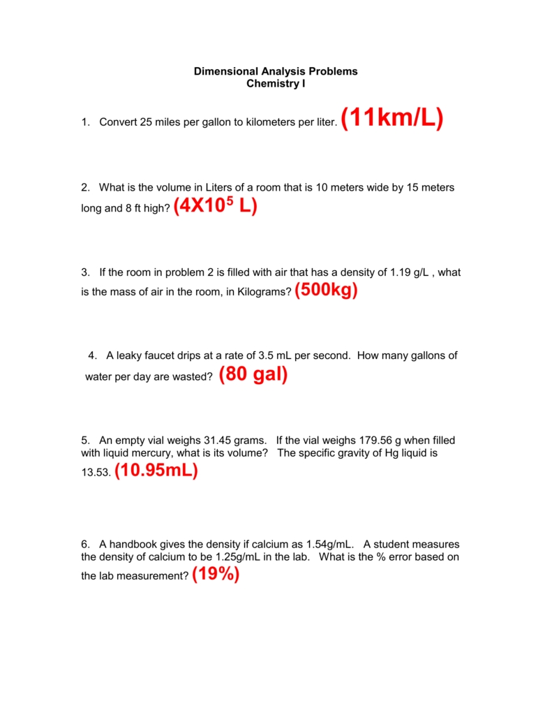 Dimensional Analysis Worksheet Chemistry - Word Worksheet inside Dimensional Analysis Practice Worksheet