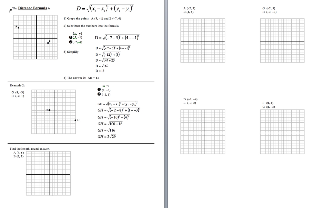 Distance Formula - Debbylandmath pertaining to Distance Formula Worksheet Geometry