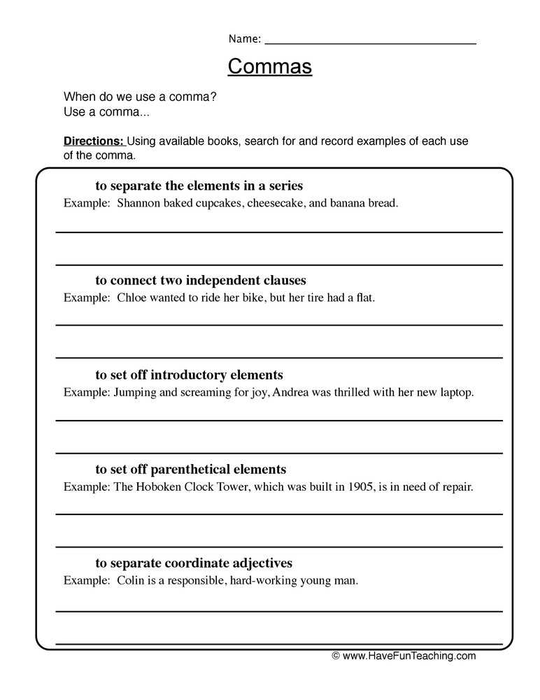 √ 20 Commas In A Series Worksheet | Simple Template Design for Commas In A Series Worksheet