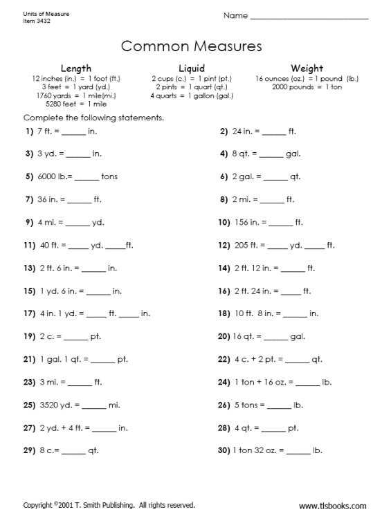 √ 20 Fifth Grade Measurement Worksheets | Simple Template Design For Unit Conversion Word Problems Worksheet