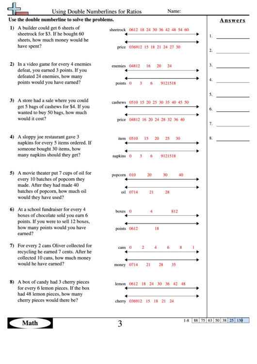 ️Ratio Double Number Line Worksheets Free Download| Qstion.co within Double Cross Math Worksheet Answers