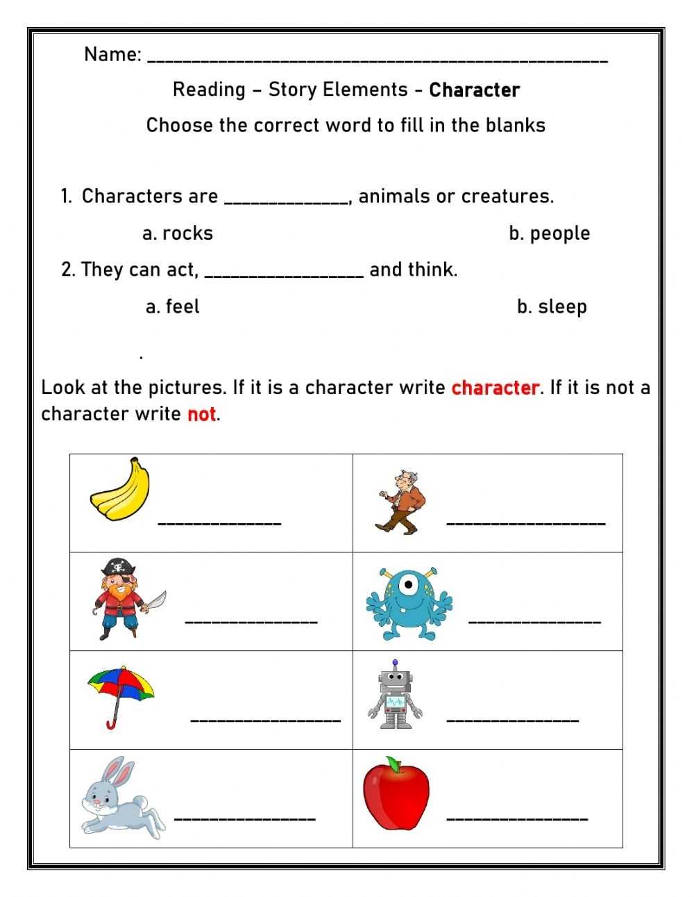 Elements Of A Story Worksheet regarding Elements Of Plot Worksheet