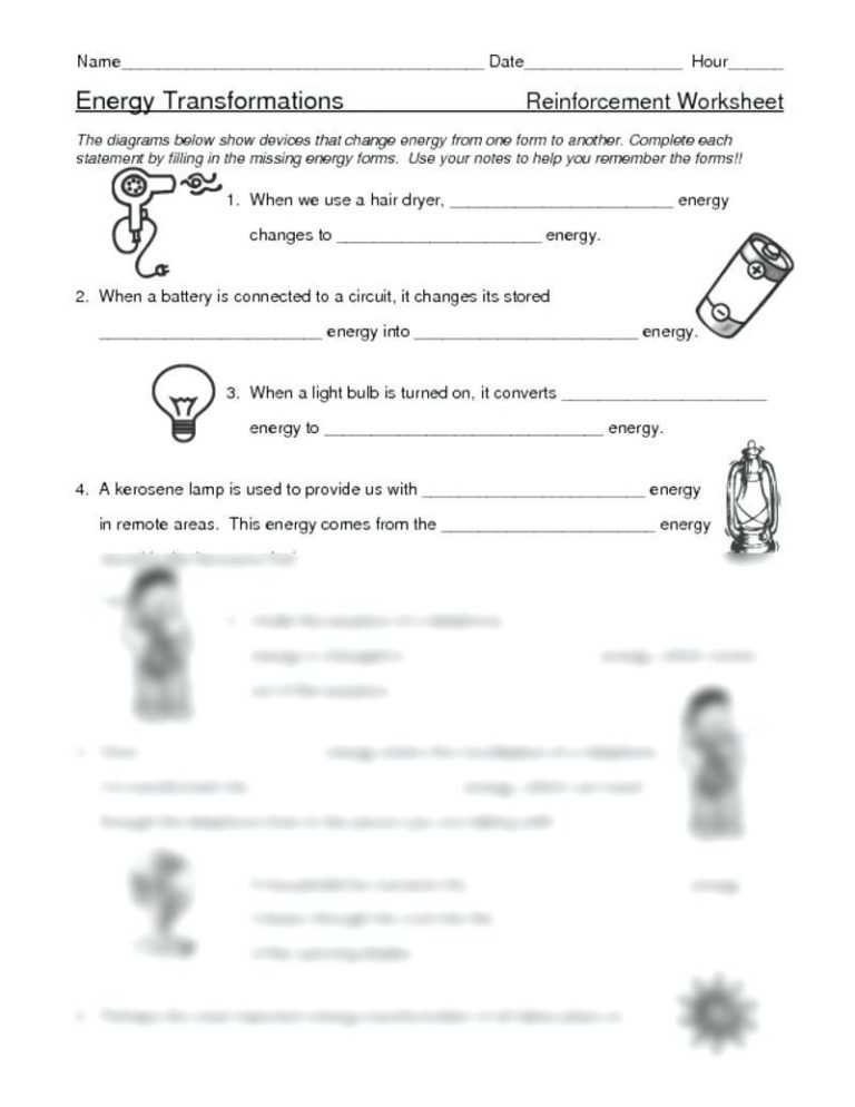 Energy Transformation Worksheet Answer Key — Db Excel Pertaining To Energy Transformation Worksheet Pdf