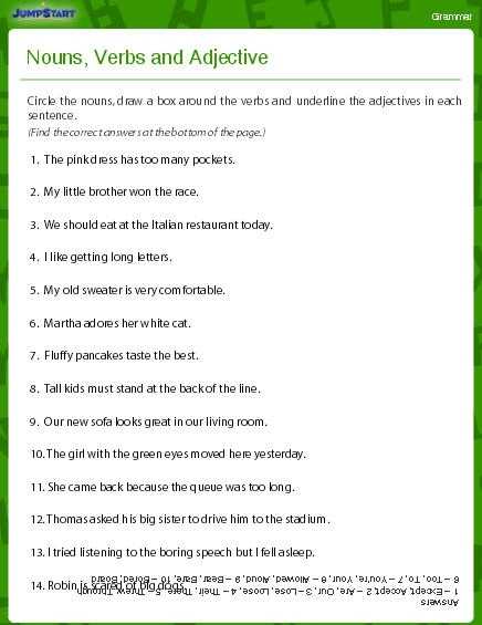 English Safari Nouns Verbs Adjectives Worksheets For Facebook - Nouns Throughout Nouns Verbs Adjectives Worksheet