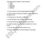 English Worksheets: Parts Of Speech Review in Parts Of Speech Review Worksheet
