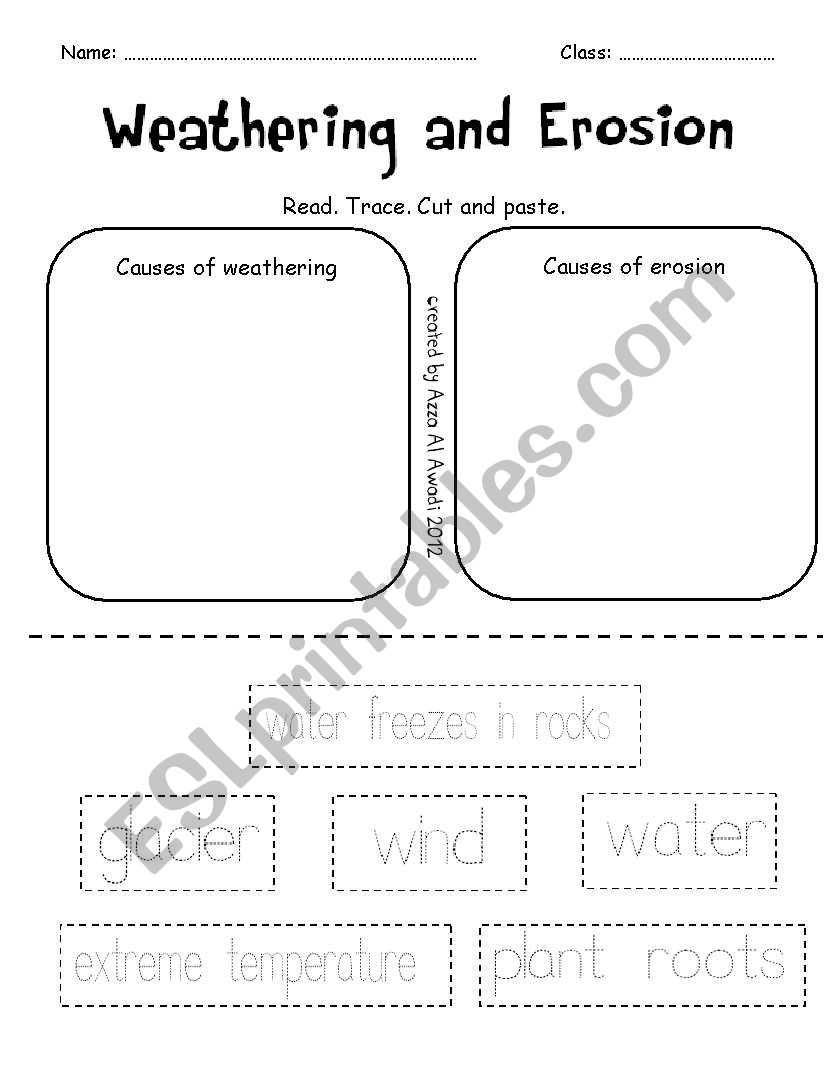 English Worksheets: Weathering And Erosion within Weathering And Erosion Worksheet