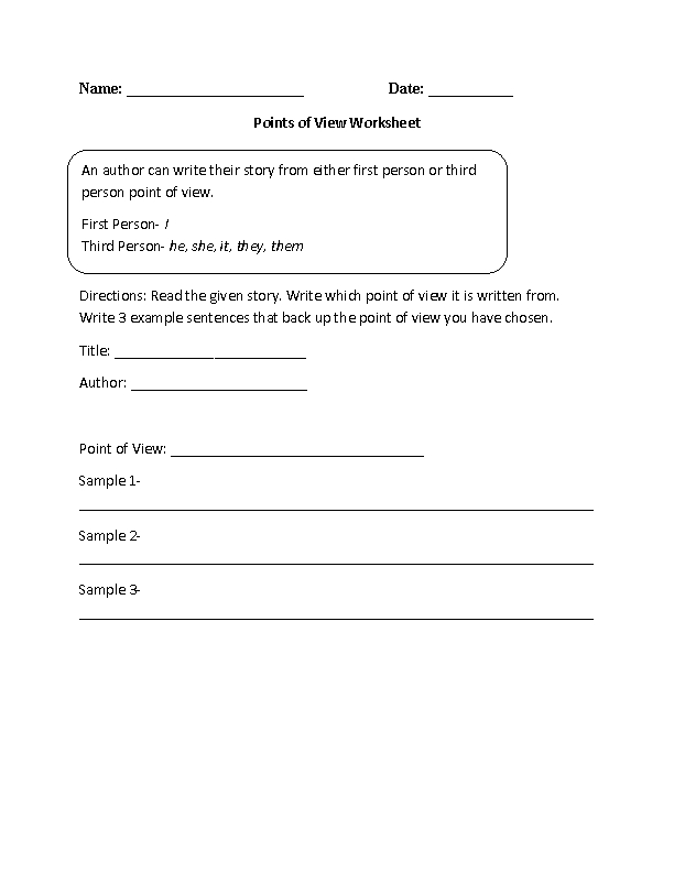 Englishlinx | Point Of View Worksheets With Point Of View Worksheet