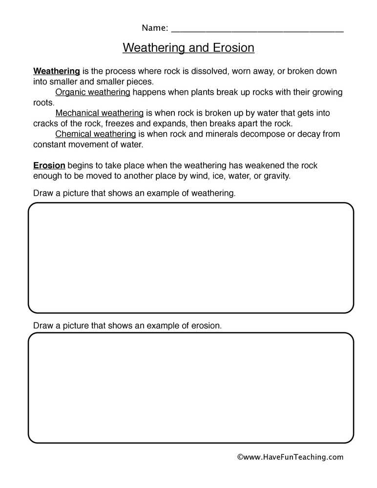 Erosion Drawing Worksheet - Have Fun Teaching With Weathering And Erosion Worksheet