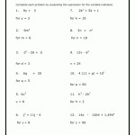 Evaluate Expressions For Evaluating Variable Expressions Worksheet