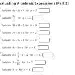 Evaluating Algebraic Expressions (Part 2) | Teaching Resources With Regard To Evaluating Algebraic Expressions Worksheet