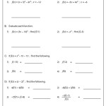 Evaluating Quadratic Functions Worksheets For Evaluating Functions Worksheet Algebra 1