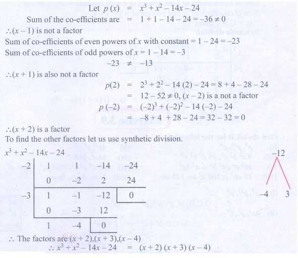 Exercise 3.8: Factorisation Using Synthetic Division - Numerical Problems With Answers, Solution Throughout Synthetic Division Worksheet With Answers