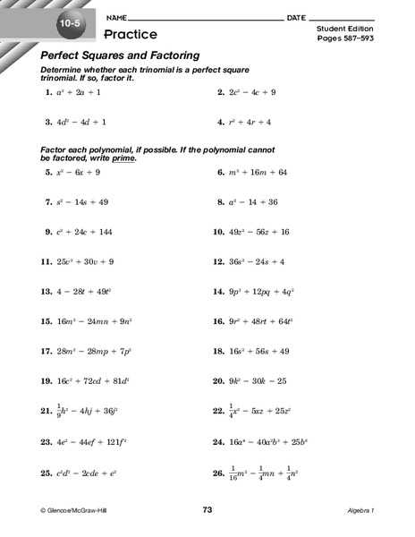 Factoring Perfect Squares Worksheets - Worksheets Key Throughout Factoring Difference Of Squares Worksheet