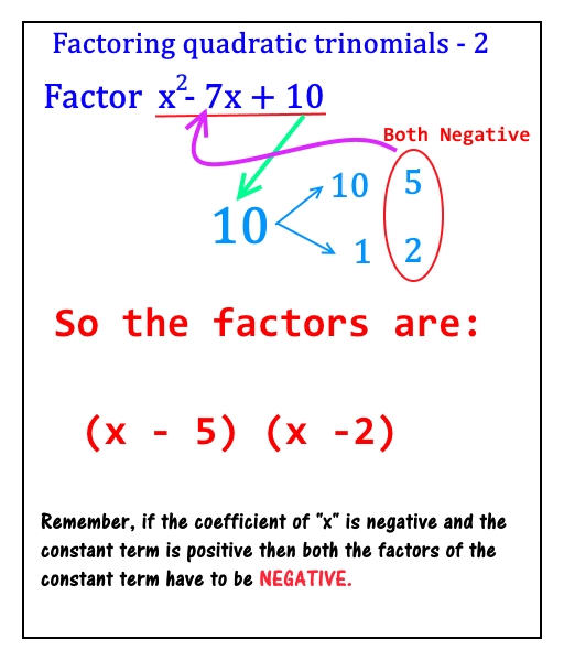 Factoring Polynomials: Factoring Quadratic Trinomials - 2 In Factoring Quadratic Trinomials Worksheet