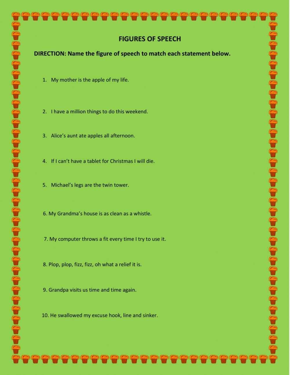 Figures Of Speech Activity for Figures Of Speech Worksheet