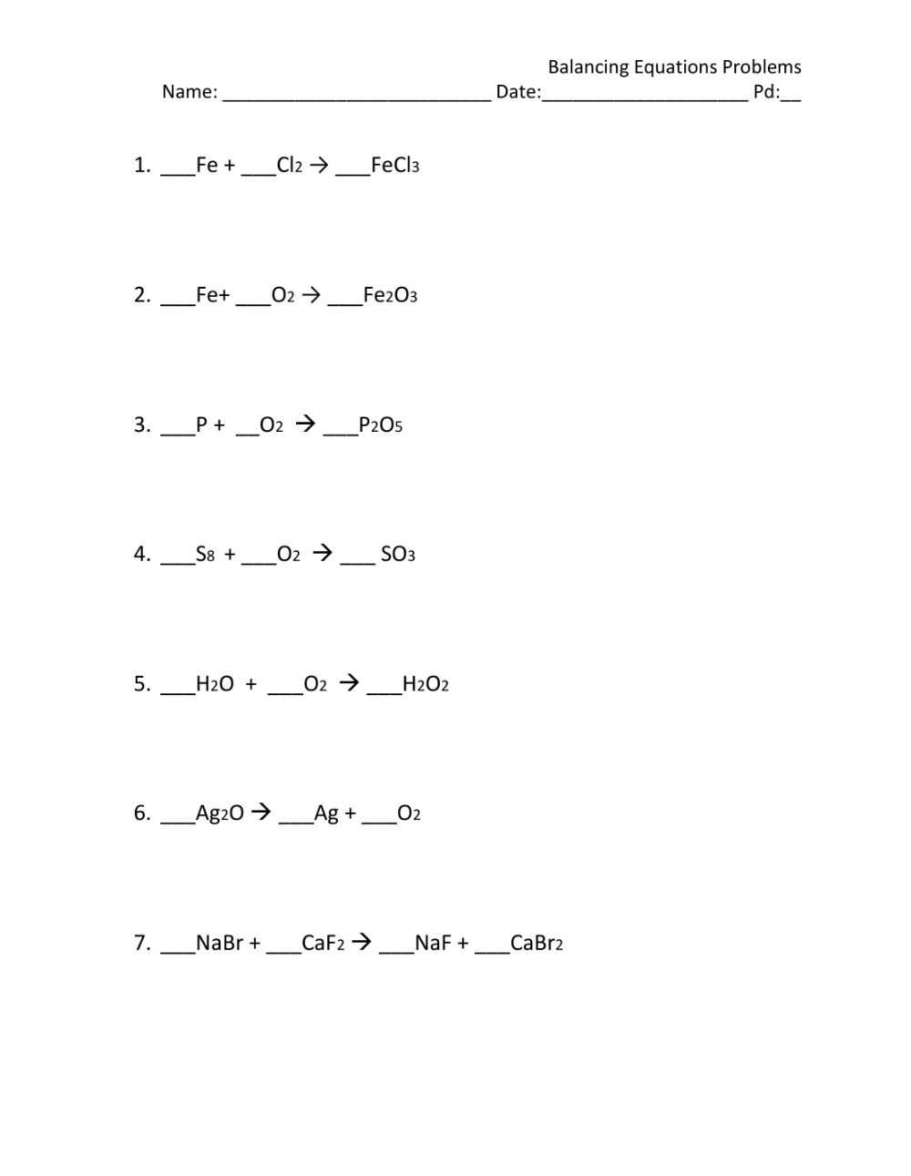 File Type Pdf Balancing Equations Worksheet Easy (Pdf) - Vcon.duhs.edu.pk In Balancing Chemical Equations Worksheet 1