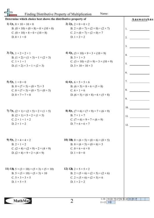 Finding Distributive Property Of Multiplication Worksheet Printable Pdf Within Using The Distributive Property Worksheet