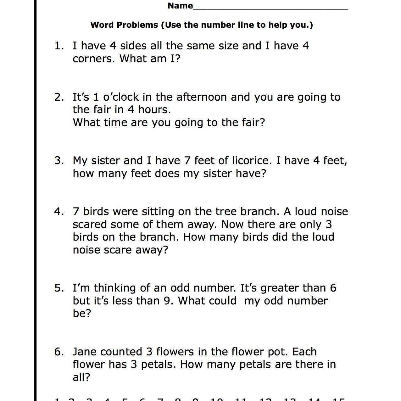First Grade Math: Word Problems inside Algebra Word Problems Worksheet Pdf
