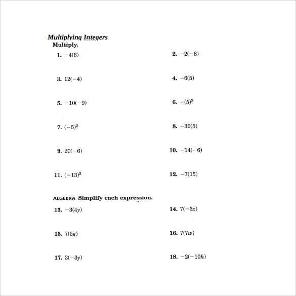 Free 9+ Sample Multiplying Integers Horizontal Worksheet Templates In Pdf inside Multiplication Of Integers Worksheet