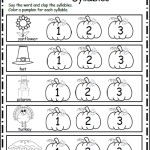 Free Kindergarten Worksheets For November Thanksgiving – Syllables – Made By Teachers In Syllables Worksheet For Kindergarten