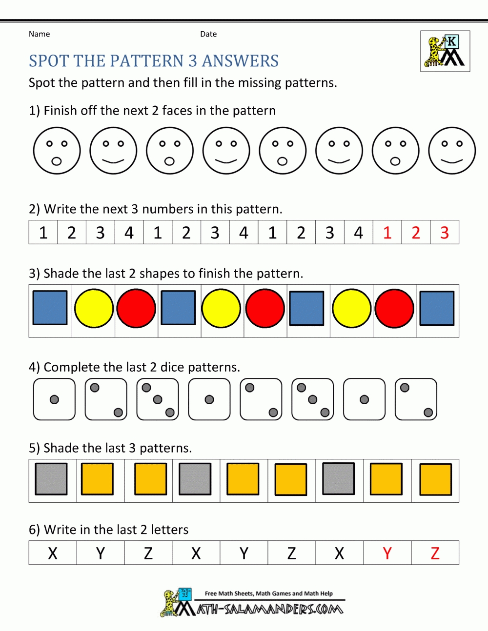 Free Kindergarten Worksheets Spot The Patterns Regarding Patterns Worksheet For Kindergarten