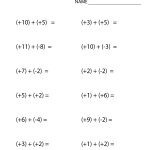 Free Printable Addition Worksheet For Eighth Grade Intended For Adding Integers Worksheet Pdf